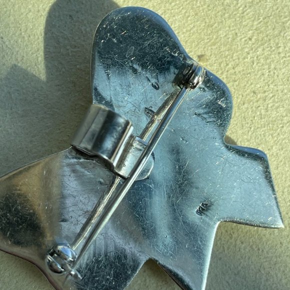 Perky, Puffy, Vintage Sterling Silver Bow Pendant and Pin - Picture 3 of 3